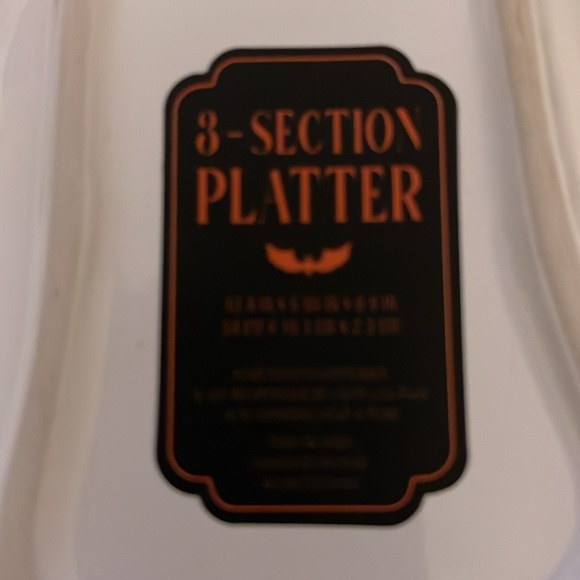 Home Essentials HALLOWEEN GHOST Serving Platter 3Section Tray Spoon Rest Ceramic - Picture 7 of 7